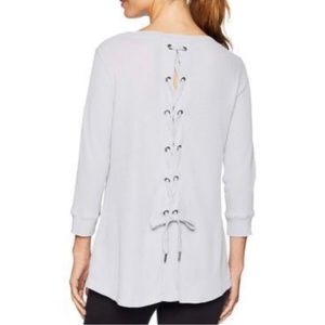 Calvin Klein Womens 3/4 Sleeve Lace Up Back